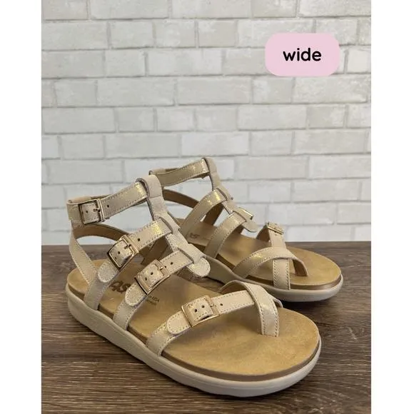 NEW SAS aria gladiator sandals -wide in soft gold