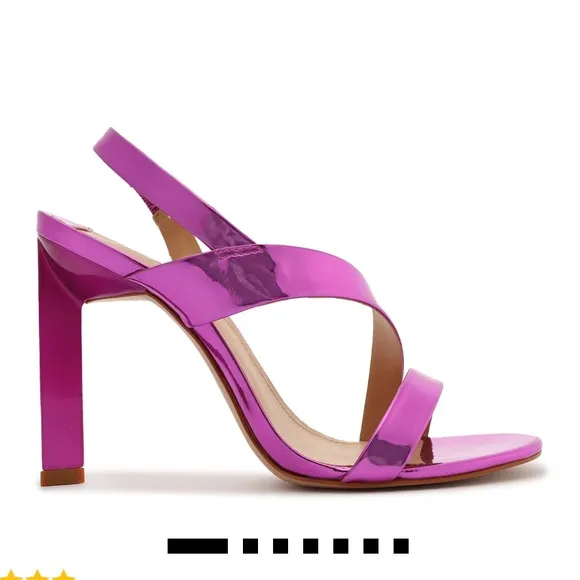 NEW Schutz Fuchsia Kelly Specchio Leather Strappy Sandal Heel Size 7, MSRP $118