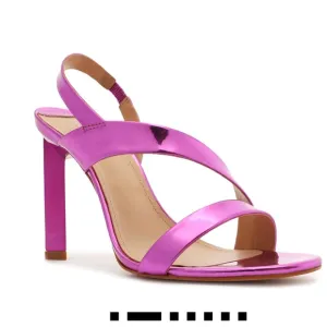 NEW Schutz Fuchsia Kelly Specchio Leather Strappy Sandal Heel Size 7, MSRP $118