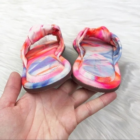 New Schutz Revolve Leny Tie Dye Leather Knotted Slide Sandals