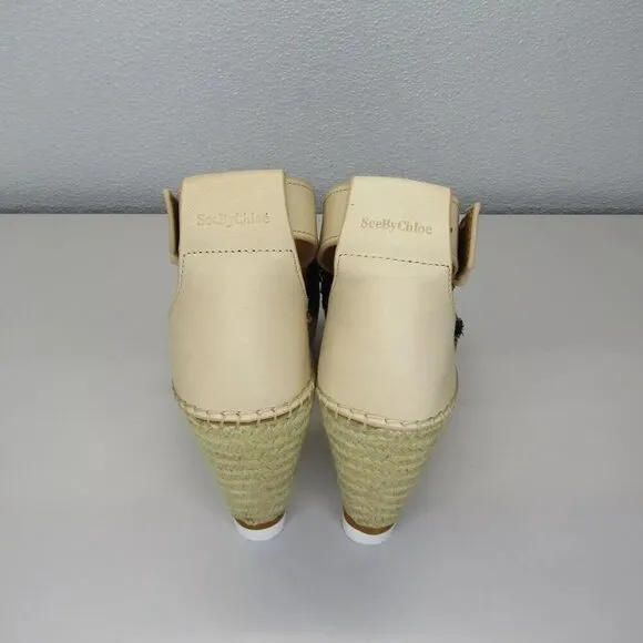NEW - SEE BY CHLOE  Womens Raw Edge Trim Espadrille Wedge Sandal Comfort Size 11