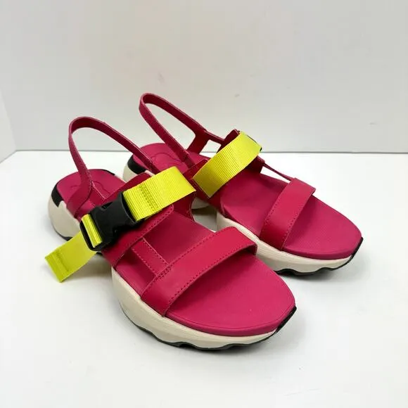 NEW Sorel Kinetic Impact Pink &amp; Neon Yellow Outdoor Performance Sling Sandals