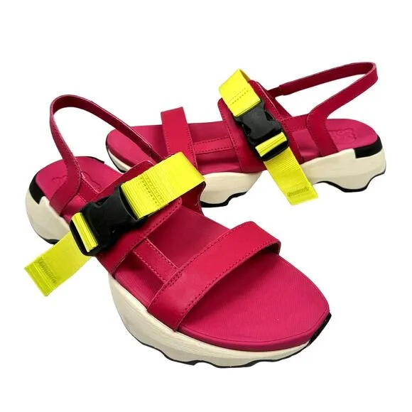 NEW Sorel Kinetic Impact Pink &amp; Neon Yellow Outdoor Performance Sling Sandals
