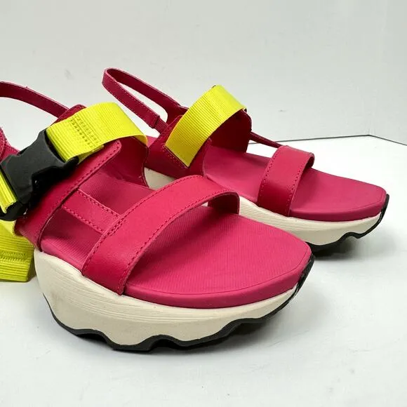 NEW Sorel Kinetic Impact Pink &amp; Neon Yellow Outdoor Performance Sling Sandals