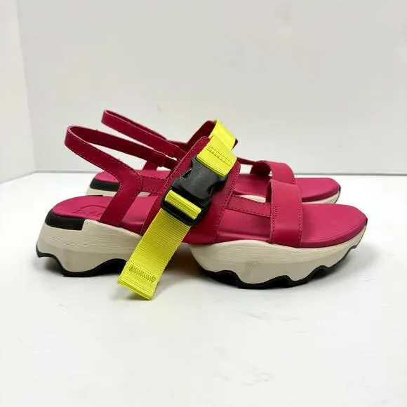 NEW Sorel Kinetic Impact Pink &amp; Neon Yellow Outdoor Performance Sling Sandals
