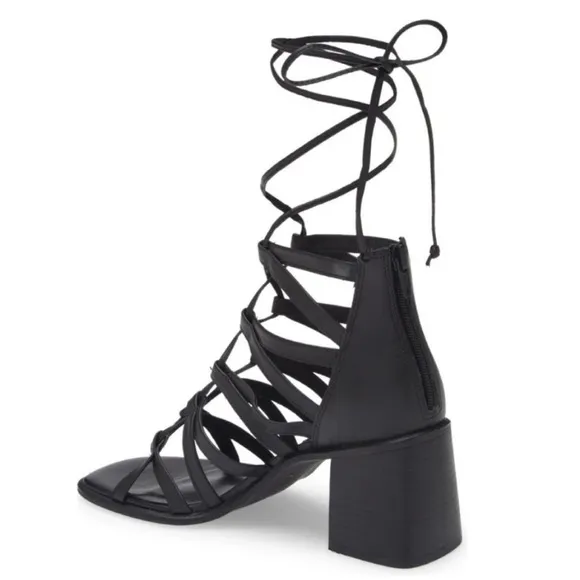 NEW! Steve Madden Black Leather Cherri Strappy Sandal - Size 7.5