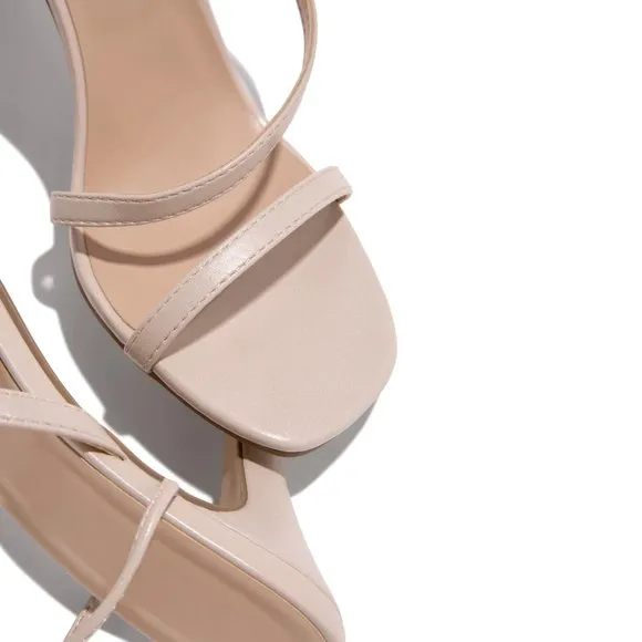 NEW Strappy Ankle Lace-Up High Stilettos Heel Barely There Sandals Shoes Bone