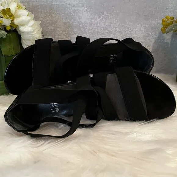 NEW Stuart Weitzman Crisscrossed Strap Ankle Flat Sandals Black Sz 5.5 NWOB