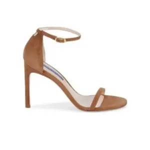 New STUART WEITZMANTaupe Nudistsong Suede 105 Strappy Sandals 9.5 heels brown