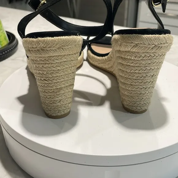 New! Stuart WeitzmanWomen's Teddi Wedge Heel LeatherEspadrille Sandals Sz 9.5