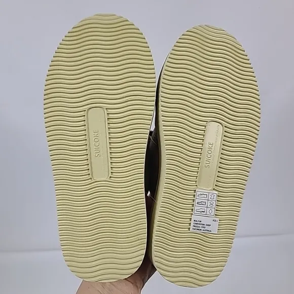 NEW Suicoi'e ZAVO-M2ab Beige Shearling Slip On Clogs Sandals Sz M5, W7 NIB $275