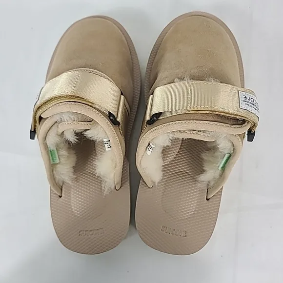NEW Suicoi'e ZAVO-M2ab Beige Shearling Slip On Clogs Sandals Sz M5, W7 NIB $275