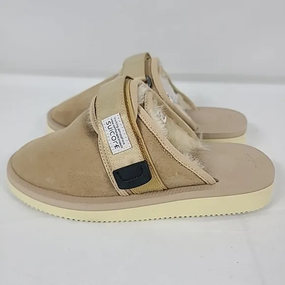 NEW Suicoi'e ZAVO-M2ab Beige Shearling Slip On Clogs Sandals Sz M5, W7 NIB $275