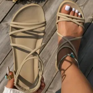 New Summer Women Elegant And Comfortable Large Size Flat Sandals