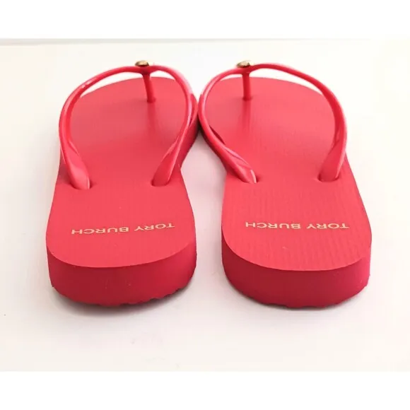 NEW Tory Burch Bright Samba Thin Strap Thong Logo Flip Flops Sz 7.5