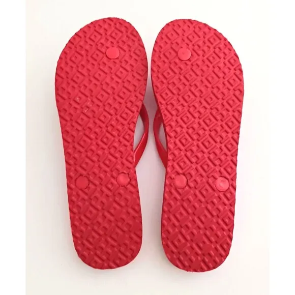 NEW Tory Burch Bright Samba Thin Strap Thong Logo Flip Flops Sz 7.5