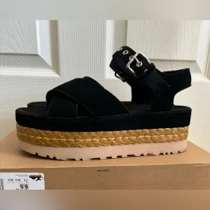 NEW UGG Women's Aubrey Ankle Black Platform Sandal