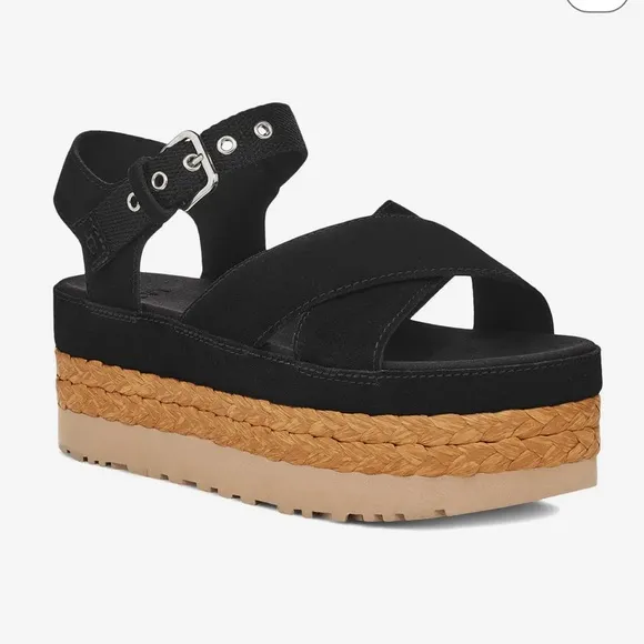 NEW UGG Women's Aubrey Ankle Black Platform Sandal