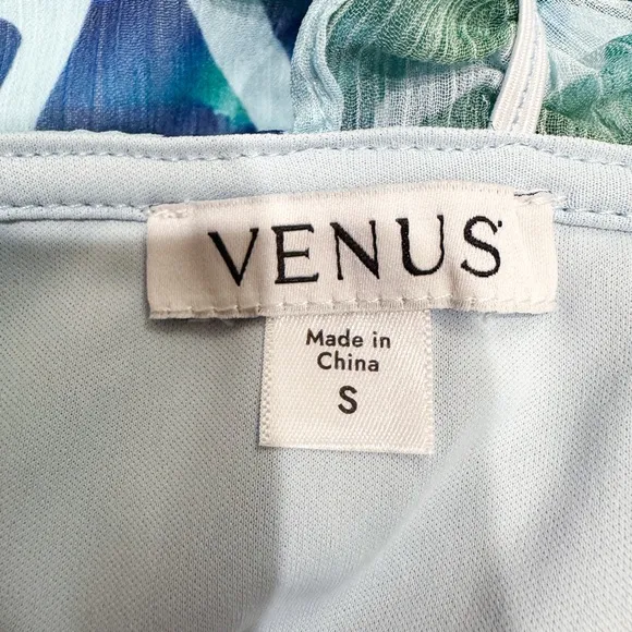 New Venus Side Slit Ombré Leaves Midi Dress Size Small