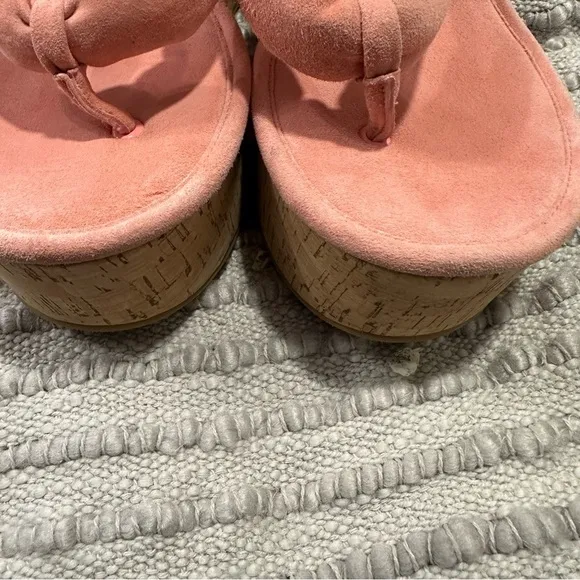 NEW VERONICA BEARD GENO CORK LEATHER SANDAL DRAGONFRUIT SUEDE size 9.5 reg $300