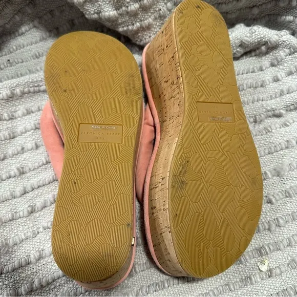 NEW VERONICA BEARD GENO CORK LEATHER SANDAL DRAGONFRUIT SUEDE size 9.5 reg $300