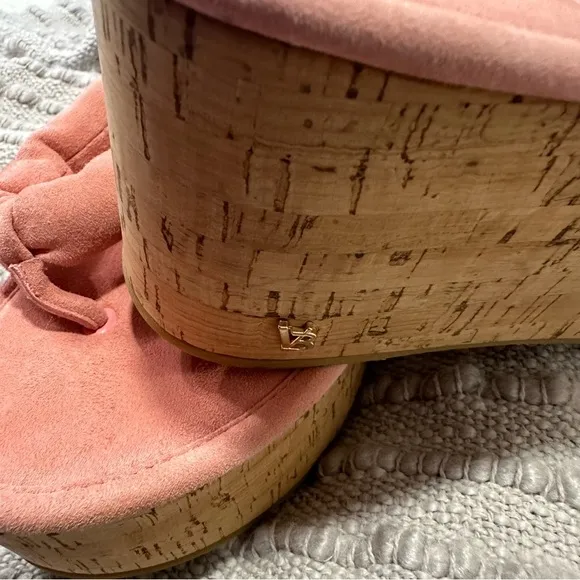 NEW VERONICA BEARD GENO CORK LEATHER SANDAL DRAGONFRUIT SUEDE size 9.5 reg $300