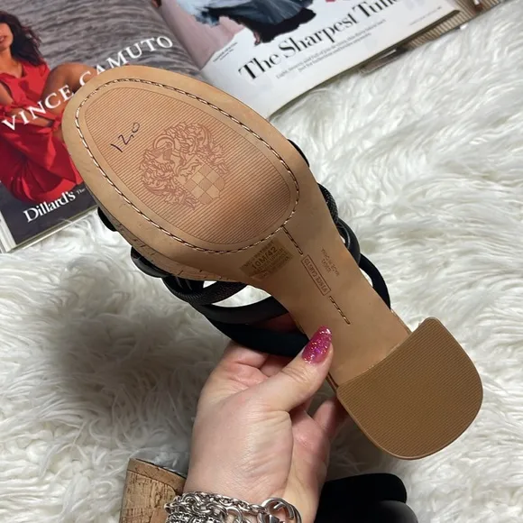 NEW Vince Camuto Black Cork Platform Sandals Patrest