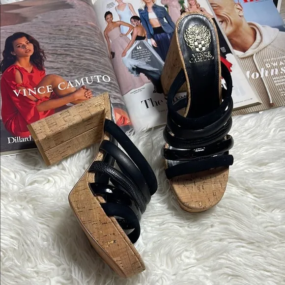 NEW Vince Camuto Black Cork Platform Sandals Patrest