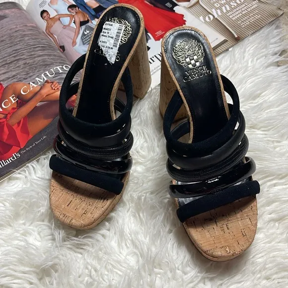 NEW Vince Camuto Black Cork Platform Sandals Patrest
