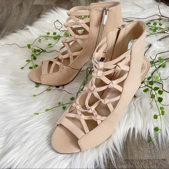 NEW | Vince Camuto Stesha Caged Suede Block Heel Sandals