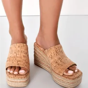 New with Box Elaria Natural Cork Platform Wedge Sandals Dolce Vita size 9