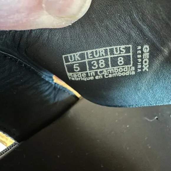 New Womens Geox Xand 2.2S Black‎ Leather Comfort Platform Wedge Sandals Size 8 M