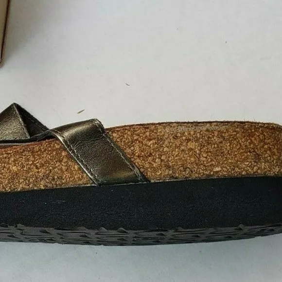 New Womens Slip On Metal Mettalic Bronze Leather HAWAII Sandals 39