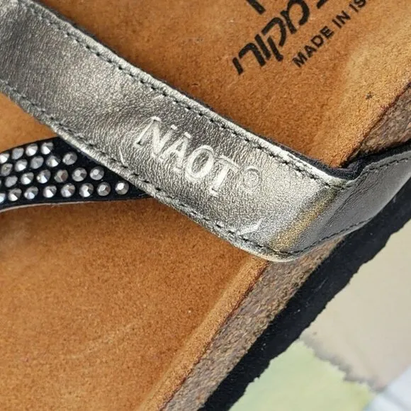 New Womens Slip On Metal Mettalic Bronze Leather HAWAII Sandals 39
