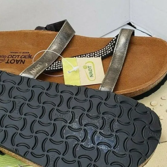 New Womens Slip On Metal Mettalic Bronze Leather HAWAII Sandals 39