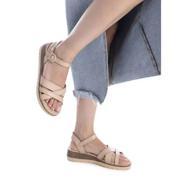 NEW XTI women's low wedge sandals in beige