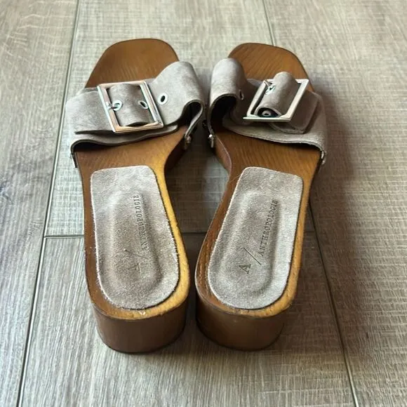New Anthropologie Open Toe Buckle Sandals Taupe EU 40 US 9.5