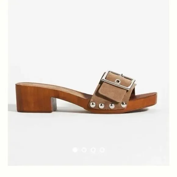 New Anthropologie Open Toe Buckle Sandals Taupe EU 40 US 9.5