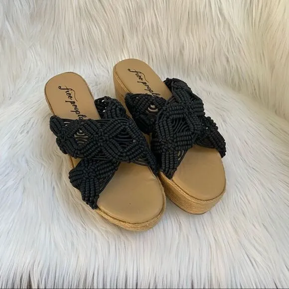 NEW Free People black highline platform sandals 11