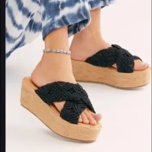 NEW Free People black highline platform sandals 11