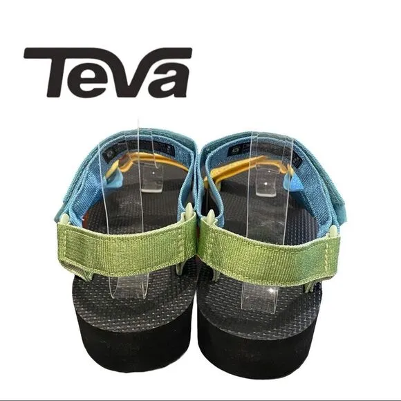NEW in Box Teva Midform Universal Women's Blue Yellow Green Sandals 9