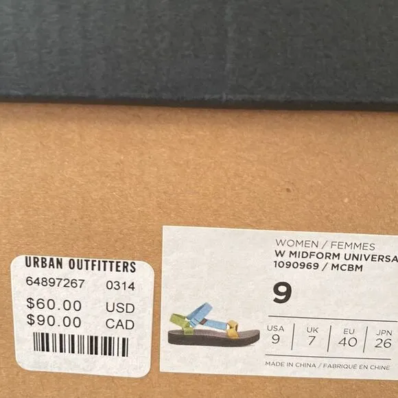 NEW in Box Teva Midform Universal Women's Blue Yellow Green Sandals 9