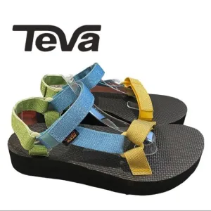 NEW in Box Teva Midform Universal Women's Blue Yellow Green Sandals 9