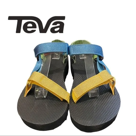 NEW in Box Teva Midform Universal Women's Blue Yellow Green Sandals 9