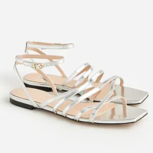 New J. Crew Capri strappy sandals in metallic leather size 9