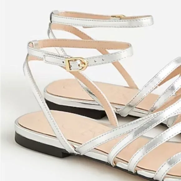 New J. Crew Capri strappy sandals in metallic leather size 9