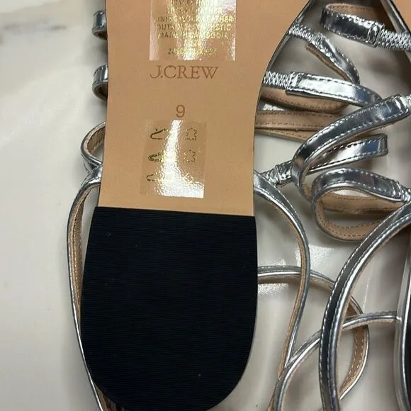New J. Crew Capri strappy sandals in metallic leather size 9