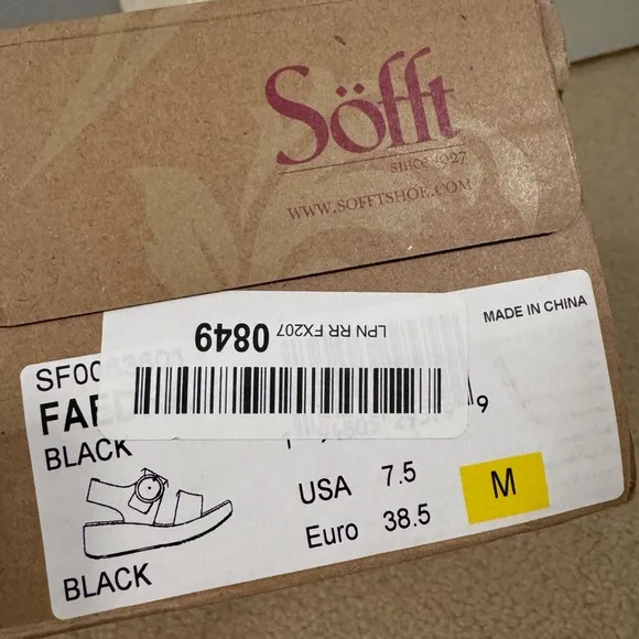 NEW❣️Sofft Faedra Wedge Sandals Sz. 7.5M Black