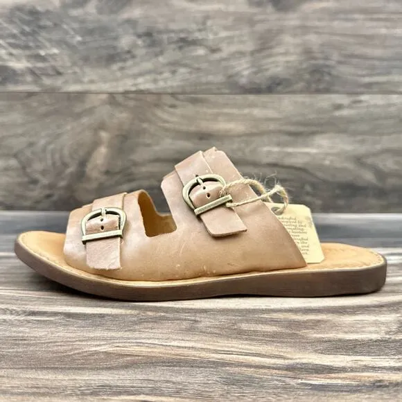 NIB Born Henna 8M Comfort Leather Slide Sandals Natural