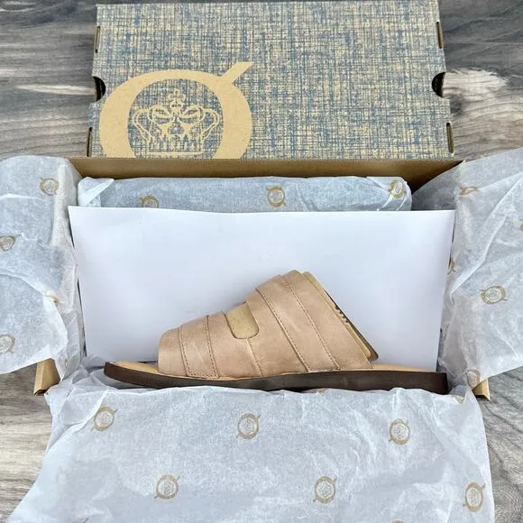 NIB Born Henna 8M Comfort Leather Slide Sandals Natural